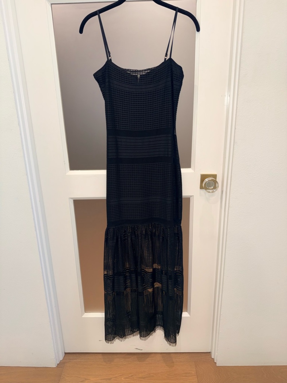 French Connection Black Crochet Midi Dress